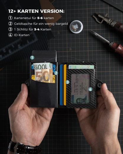 Airtag Kartenetui RFID Schutz Slim Wallet Münzfach Pop Up