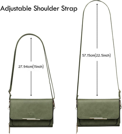 Kleine Damen Umhängetasche PU Leder Crossbody Olivgrün