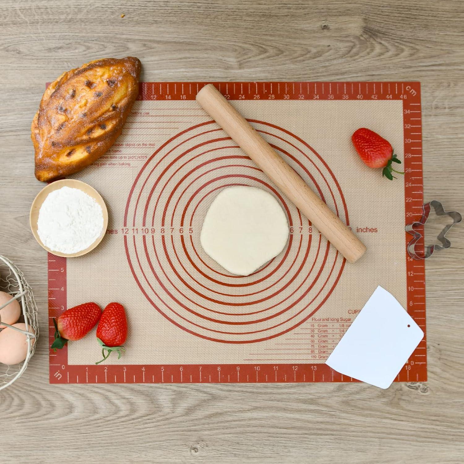 Buchenholz Nudelholz Teigroller Rolling Pin Fondant Pizza 30 x 3 cm