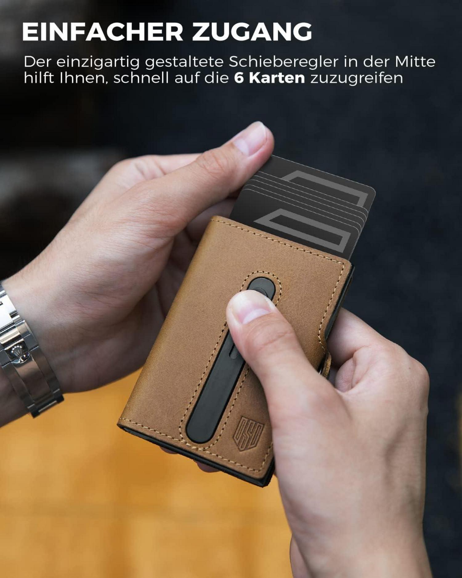DODENSHA Airtag Kartenetui RFID Schutz Slim Wallet Braun
