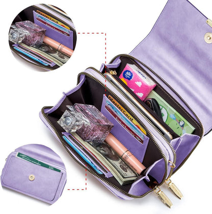 Kleine PU Leder Umhängetasche Damen Crossbody Handytasche Blau
