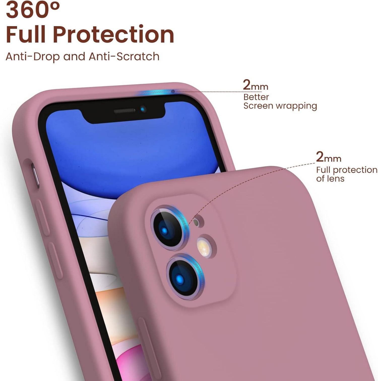 ORNARTO iPhone 11 Hülle mit Schutzfolie Silikon Case Lila 6,1 Zoll