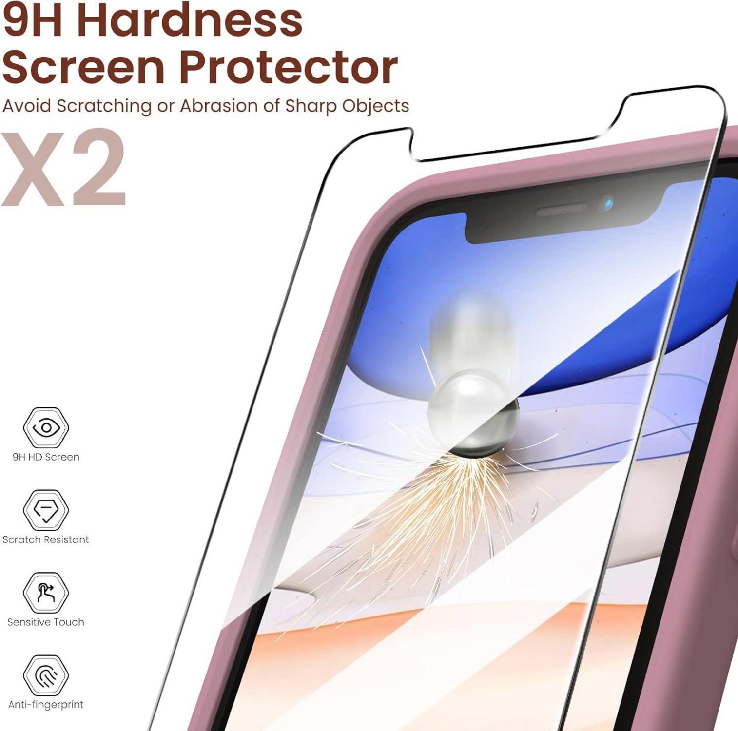 Schutzhülle für iPhone 11 mit 2x Schutzfolie - Lila - Stoßfest - Silikon-Gel
