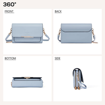 Kleine Damen Umhängetasche Blau PU Leder Schultertasche Verstellbar
