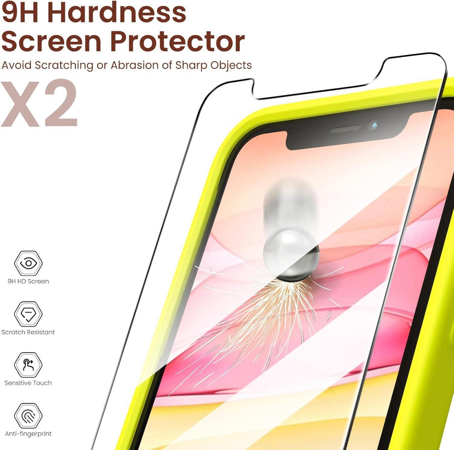 iPhone 11 Hülle Silikon Case Schutzfolie Eckig Rundumschutz Fluoreszierend Grün