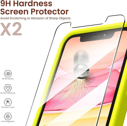 iPhone 11 Hülle Silikon Case Schutzfolie Eckig Rundumschutz Fluoreszierend Grün