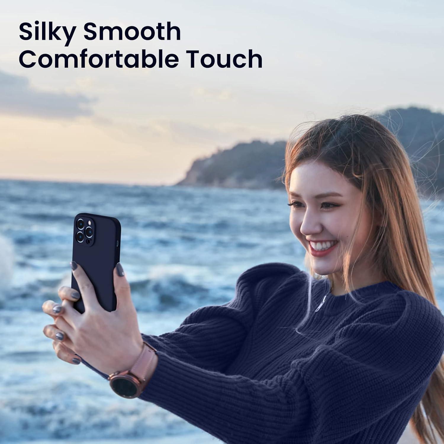 Kompatible iPhone 13 Pro Max Hülle mit Schutzfolie, Silikon Gel Case
