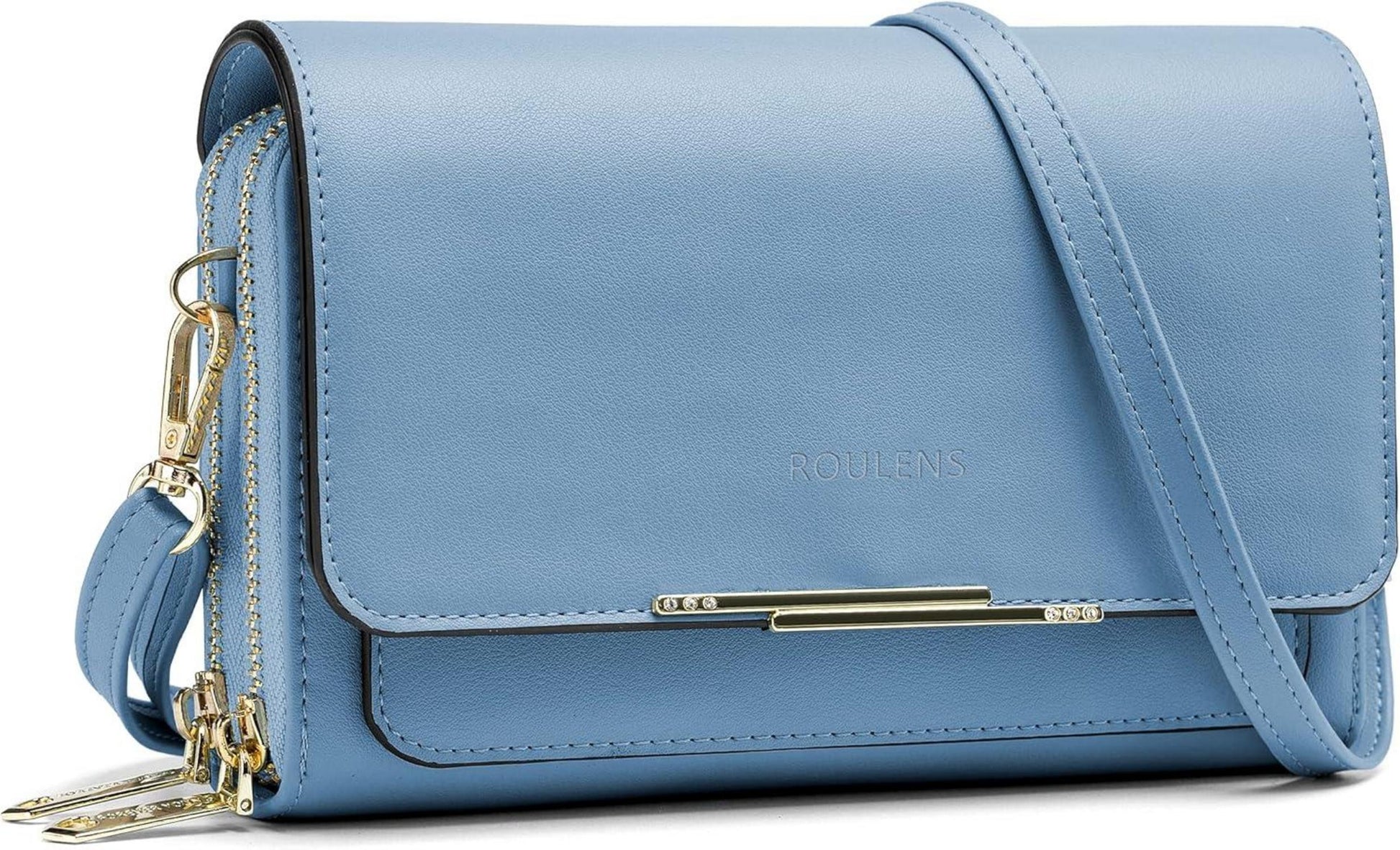Kleine Damen PU Leder Umhängetasche mit Kartenschlitz Blau