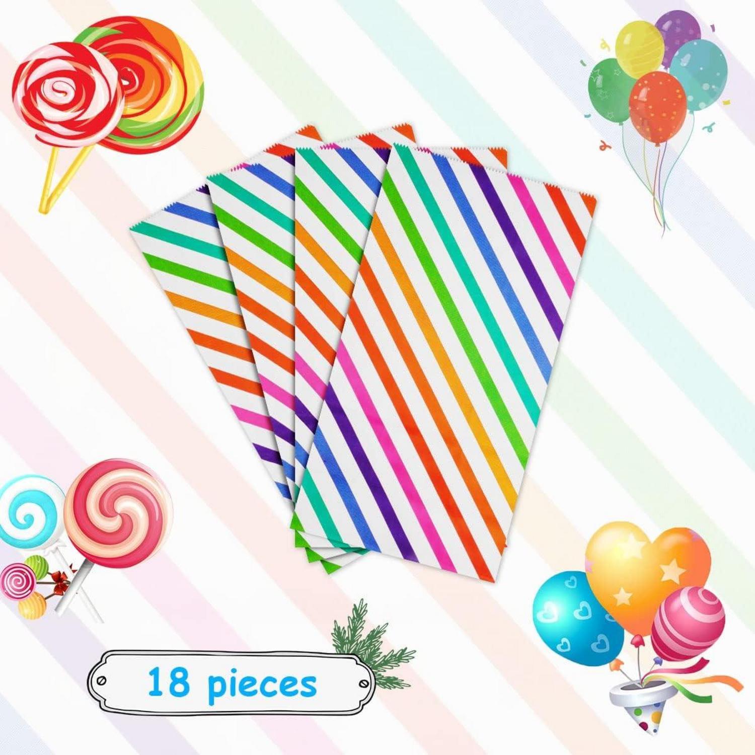 Papiertüten 18 Stück Geschenktüten Aufkleber 24cm 13cm 8cm Candy Tüten