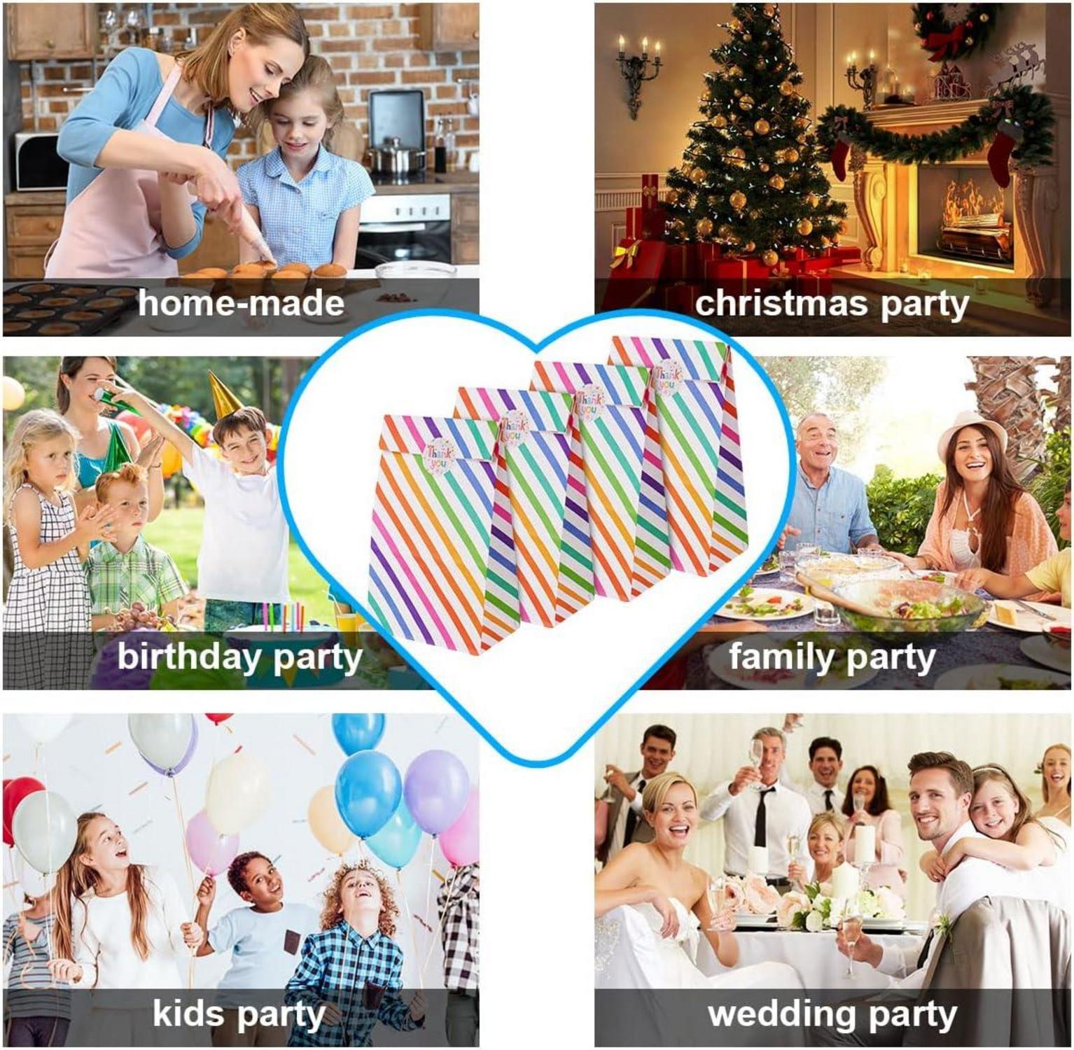 18 Stück Papiertüten mit Aufkleber, Kindergeburtstag Mädchen, Geschenktüten 24 cm Candy Tüten