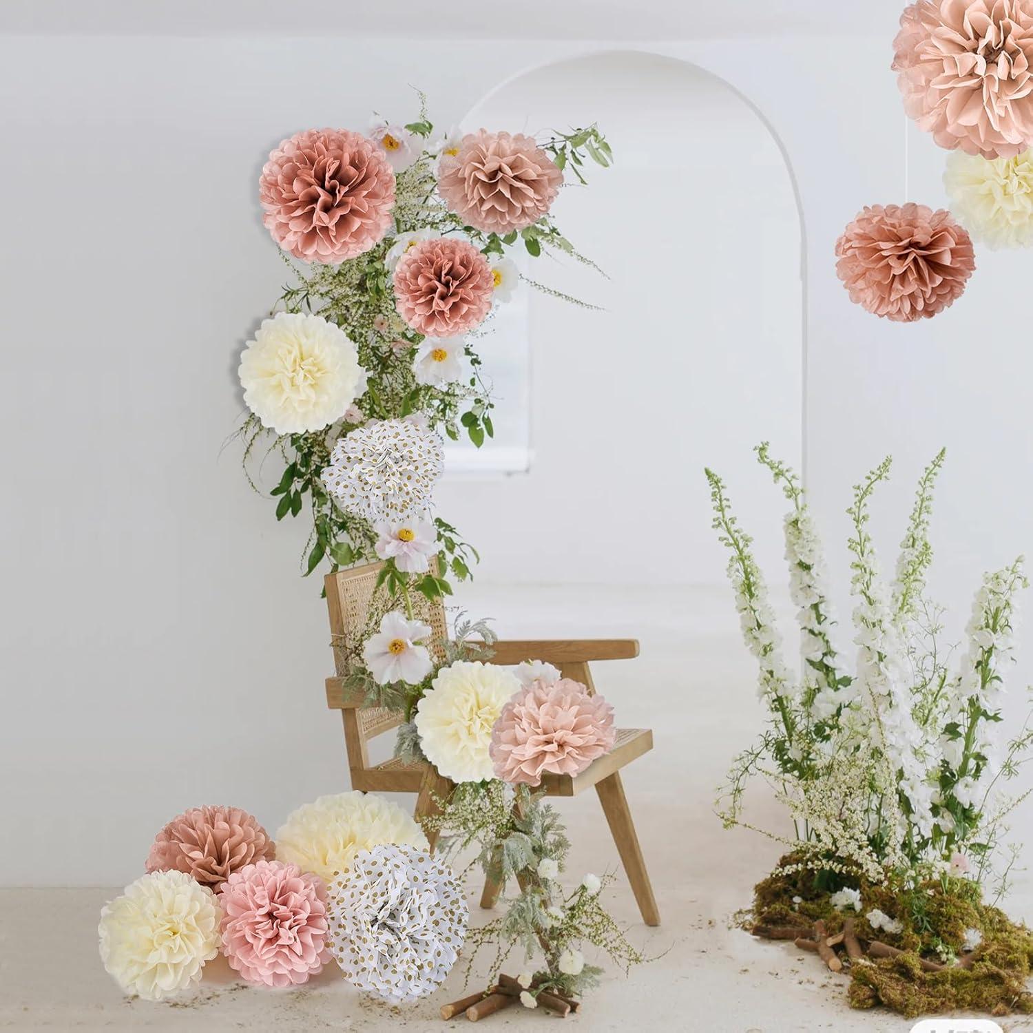 Seidenpapier Pompons Deko Set Braut Rosegold Hochzeit Rose