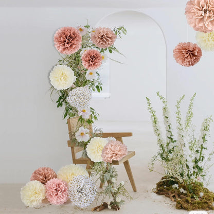 Seidenpapier Pompons Deko Set Braut Rosegold Hochzeit Rose