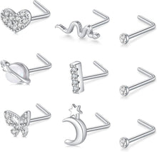 Nasenring Set Chirurgenstahl L Förmig Nasenpiercing Spirale Strass