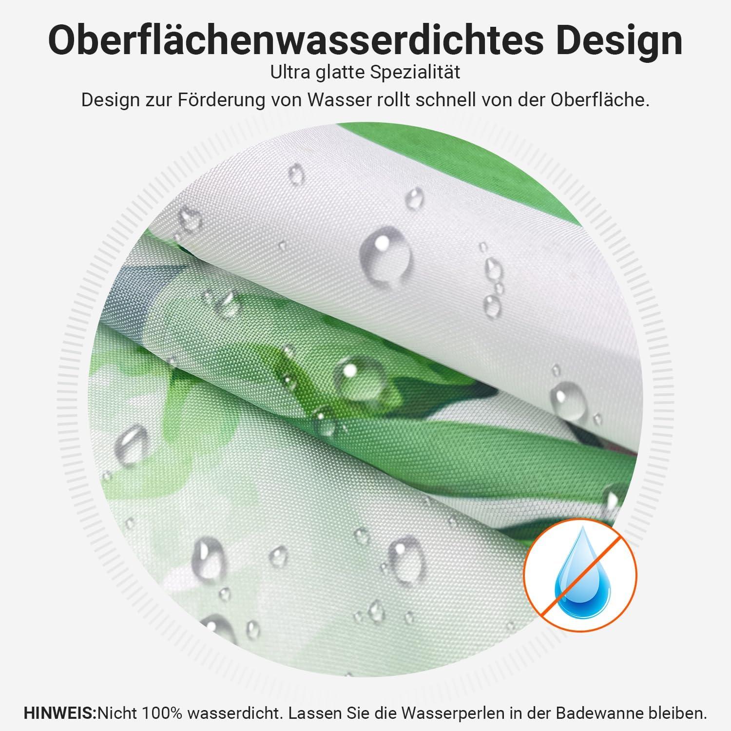 Duschvorhang 180x180 Antischimmel Blumen Grüne Blätter