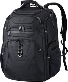 Großer Laptop Rucksack USB Ladeanschluss Schwarz 18.4 Zoll