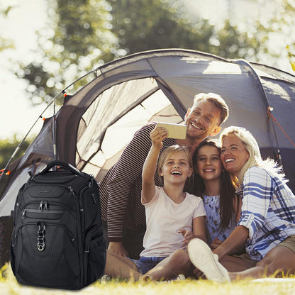 Laptop Rucksack Herren 18.4 Zoll USB Ladeanschluss Schwarz