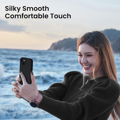 iPhone 13 Hülle mit 2 x Schutzfolie, Silikon Gel Case stoßfest Schwarz
