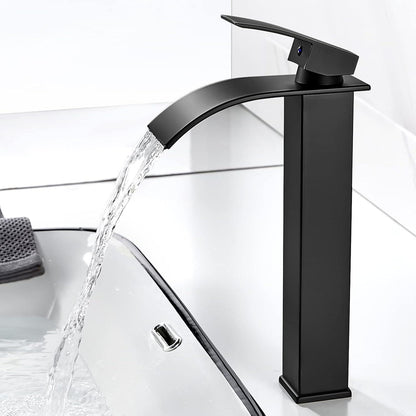 Wasserhahn Schwarz Matt Hoch Wasserfall Waschtischarmatur