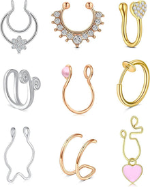Mayhoop Fake Nasenring Set mit 12-16Stk 20G 8mm Piercings Edelstahl