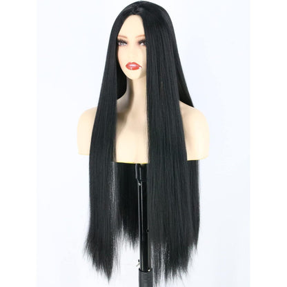 Lange schwarze gerade Damen Perücke für Halloween & Cosplay