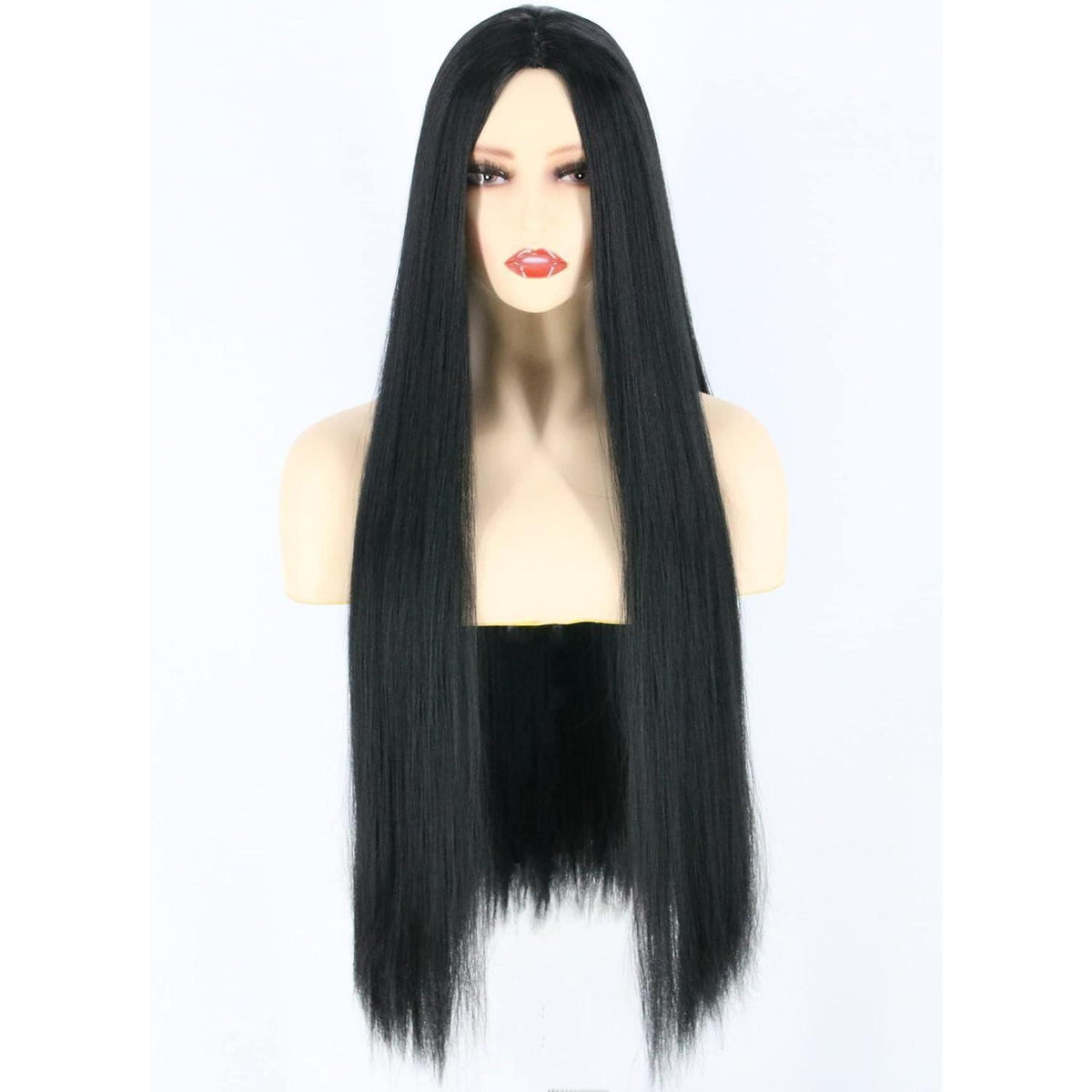 Lange schwarze gerade Damen Perücke für Halloween & Cosplay