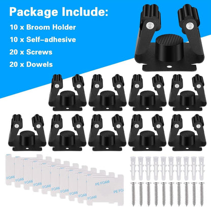 Hejo 10er Set Gerätehalter Wand Edelstahl für Wischmopp Besen Schaufel