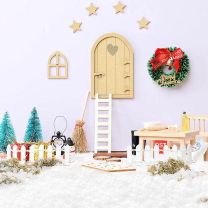 52-teiliges Wichteltür Zubehör Set Weihnachtsdeko Miniatur Elfentür