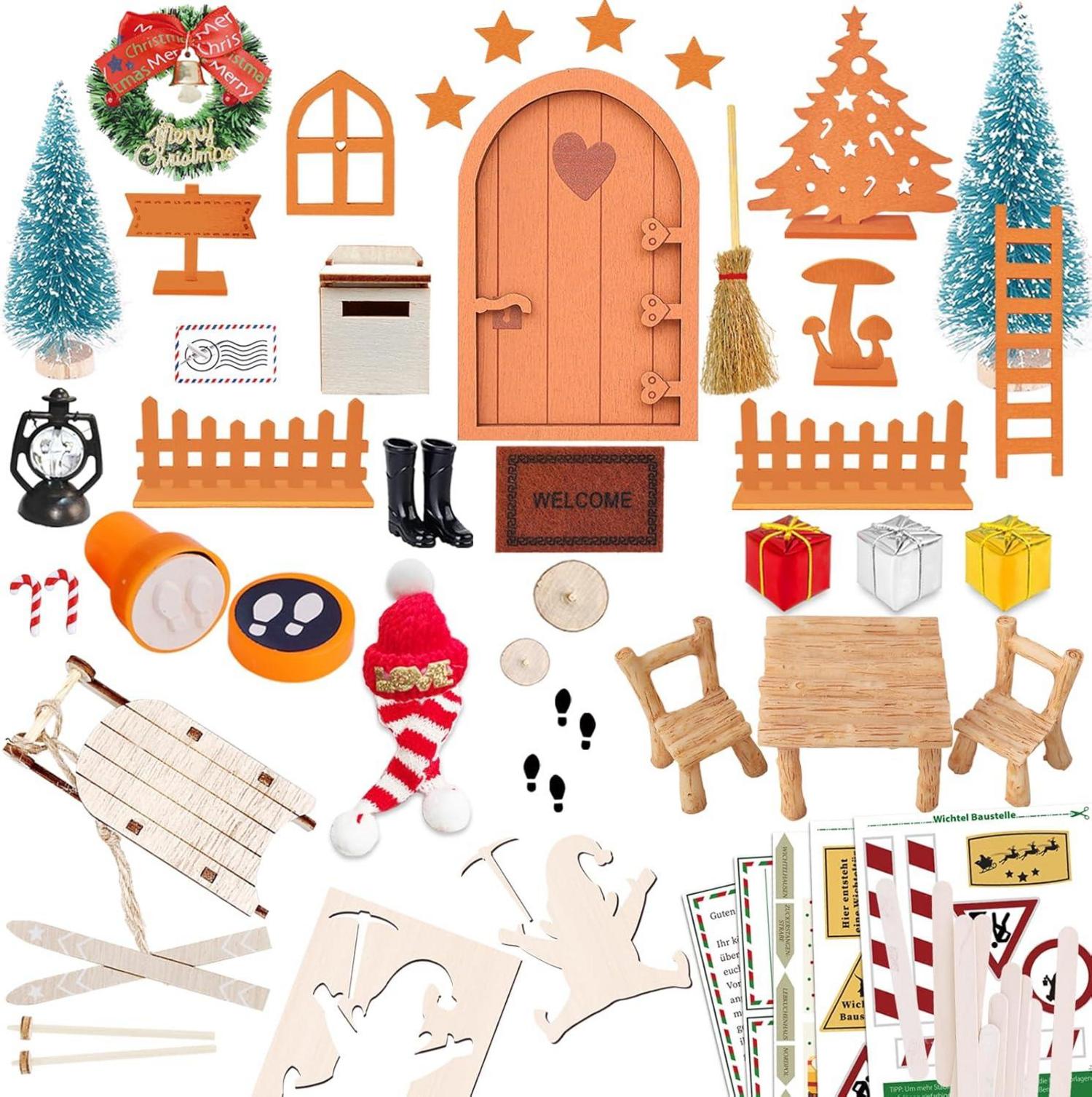 Elfentür Weihnachten Miniatur Set 53-teilig Baustelle