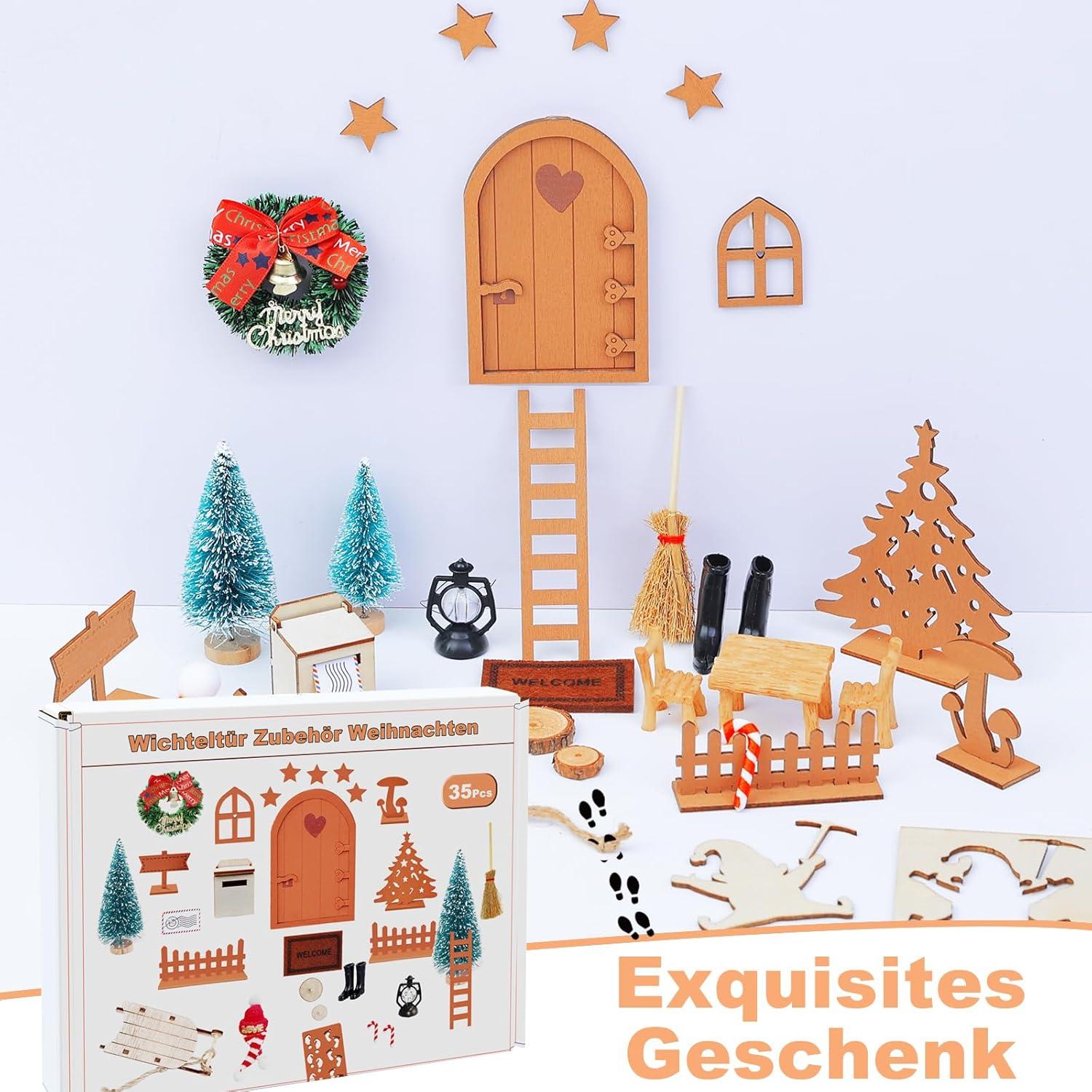 53-teiliges Wichteltür Set Weihnachten Miniatur Zubehör Baustelle