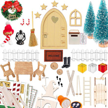 Weihnachts Wichteltür Set Miniatur Zubehör Elfentür Baustelle Kranz