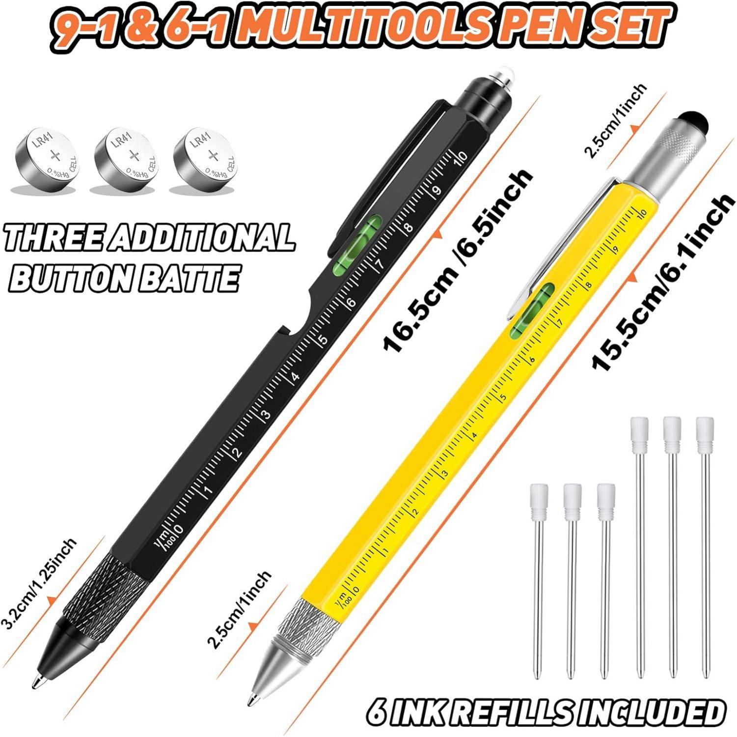 KEZKALS 2pack-9 IN 1 Multifunktionswerkzeug Kugelschreiber Gelb