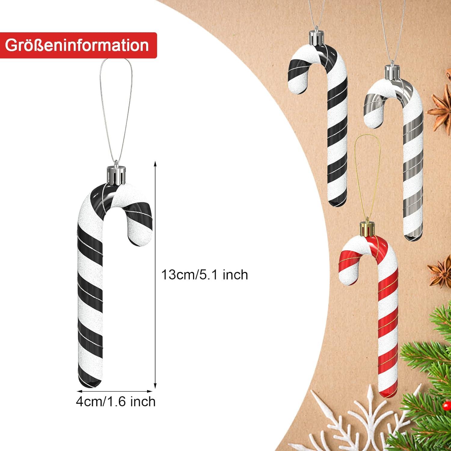 Zuckerstangen Weihnachtsdekoration Glitzer Anhänger 6 Stück