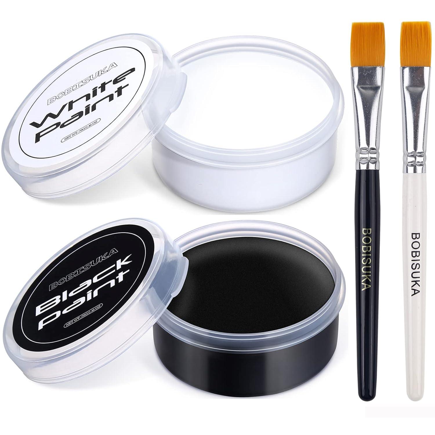Bodypainting Set 70g Schwarz Weiß Pinsel Halloween Karneval Party