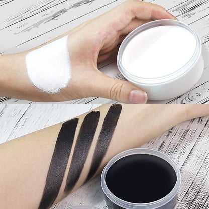 Kinderschminke Set Schwarz Weiß 70g mit Pinseln - für Party