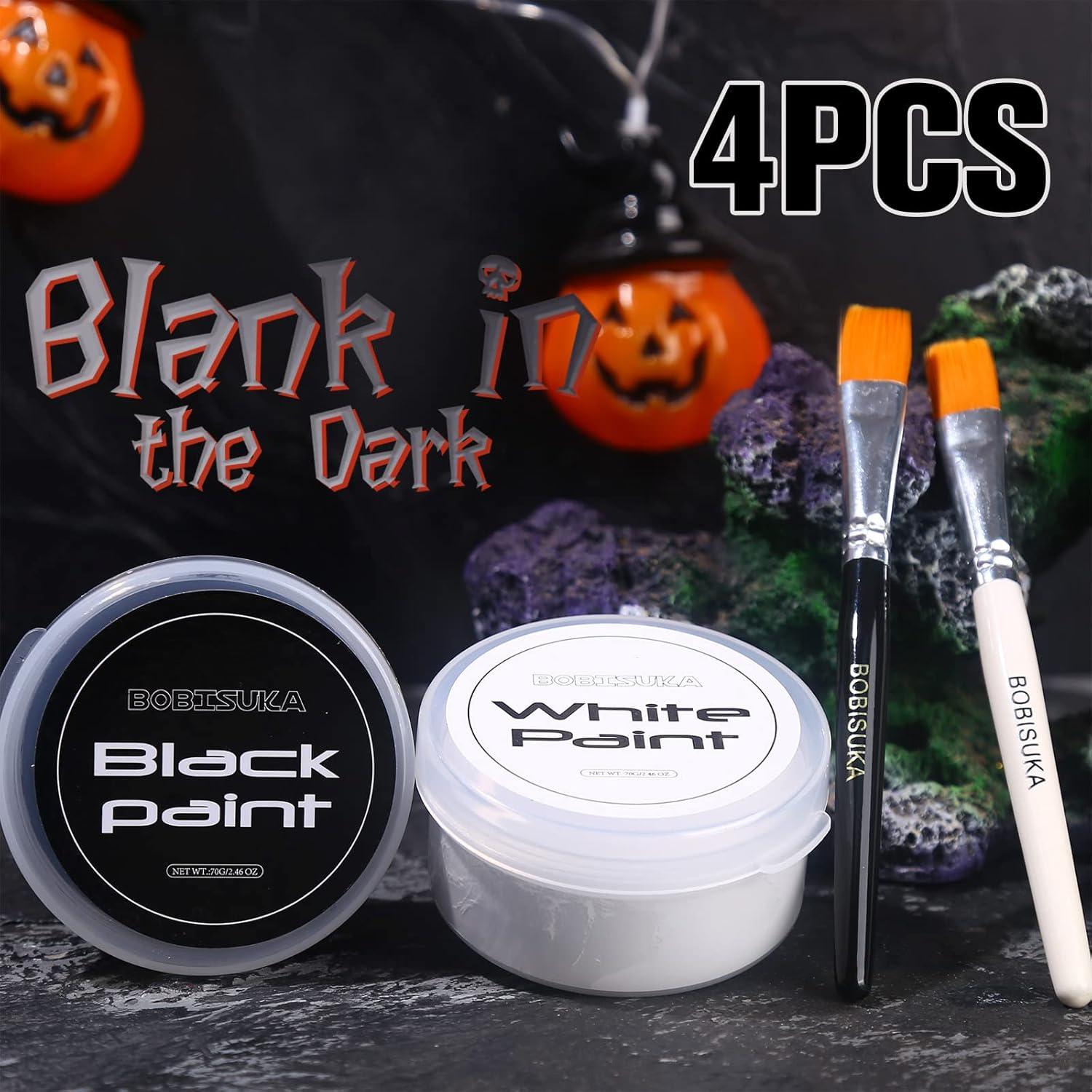 Bodypainting Set 70g Schwarz Weiß Pinsel Halloween Karneval Party