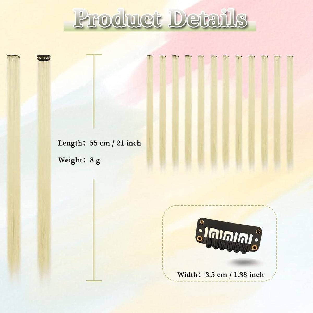 Farbige Haarverlängerungen 55cm – 12er Set Clip-In Haarsträhnen