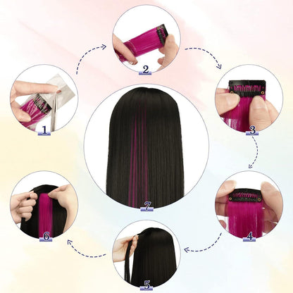Farbige Haarverlängerungen 55cm – 12er Set Clip-In Haarsträhnen