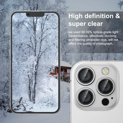 Kamera Schutzglas iPhone 13 Pro/Pro Max 9H Härte Kratzfest 3er Set Silber