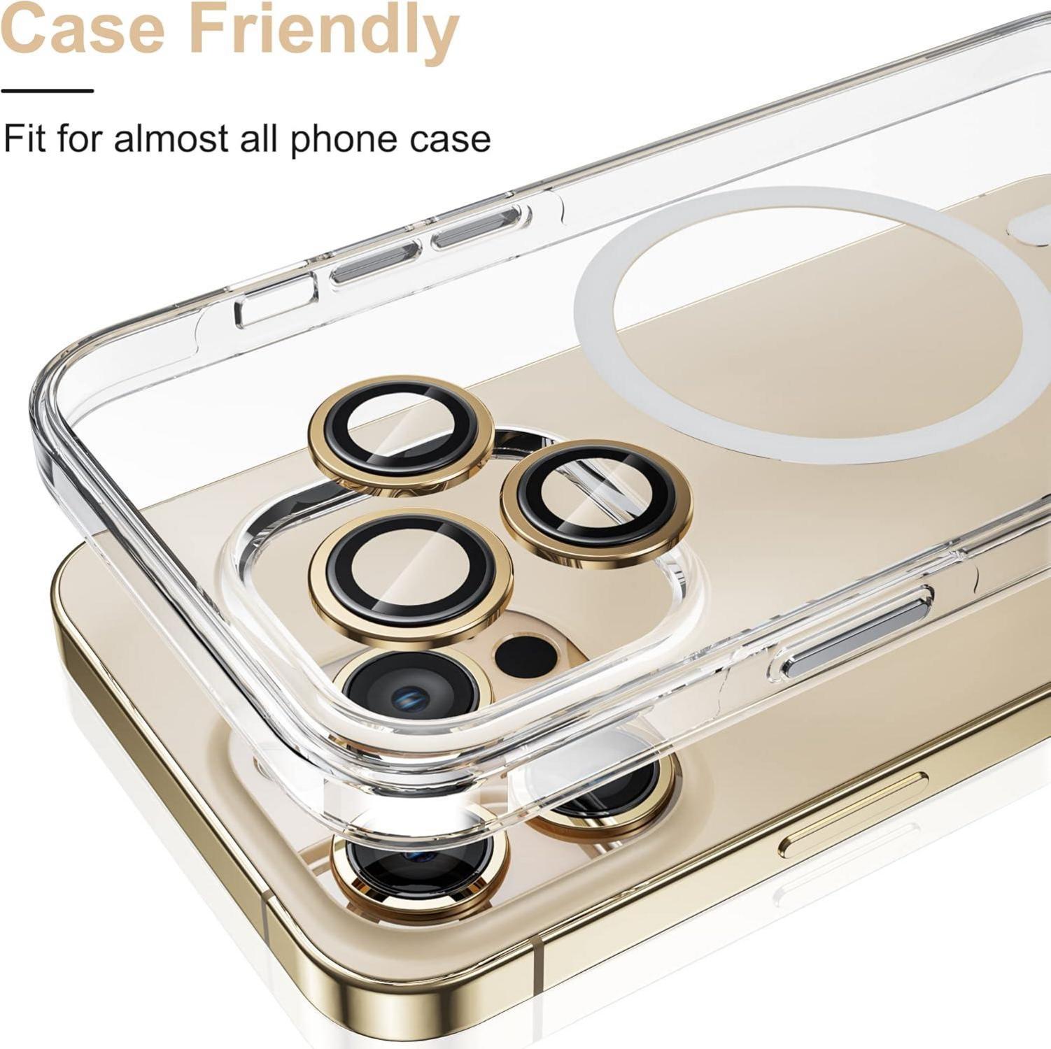 iPhone 13 Pro Max Kamera Schutzglas 3 Stück Gold 9H Härte Blasenfrei