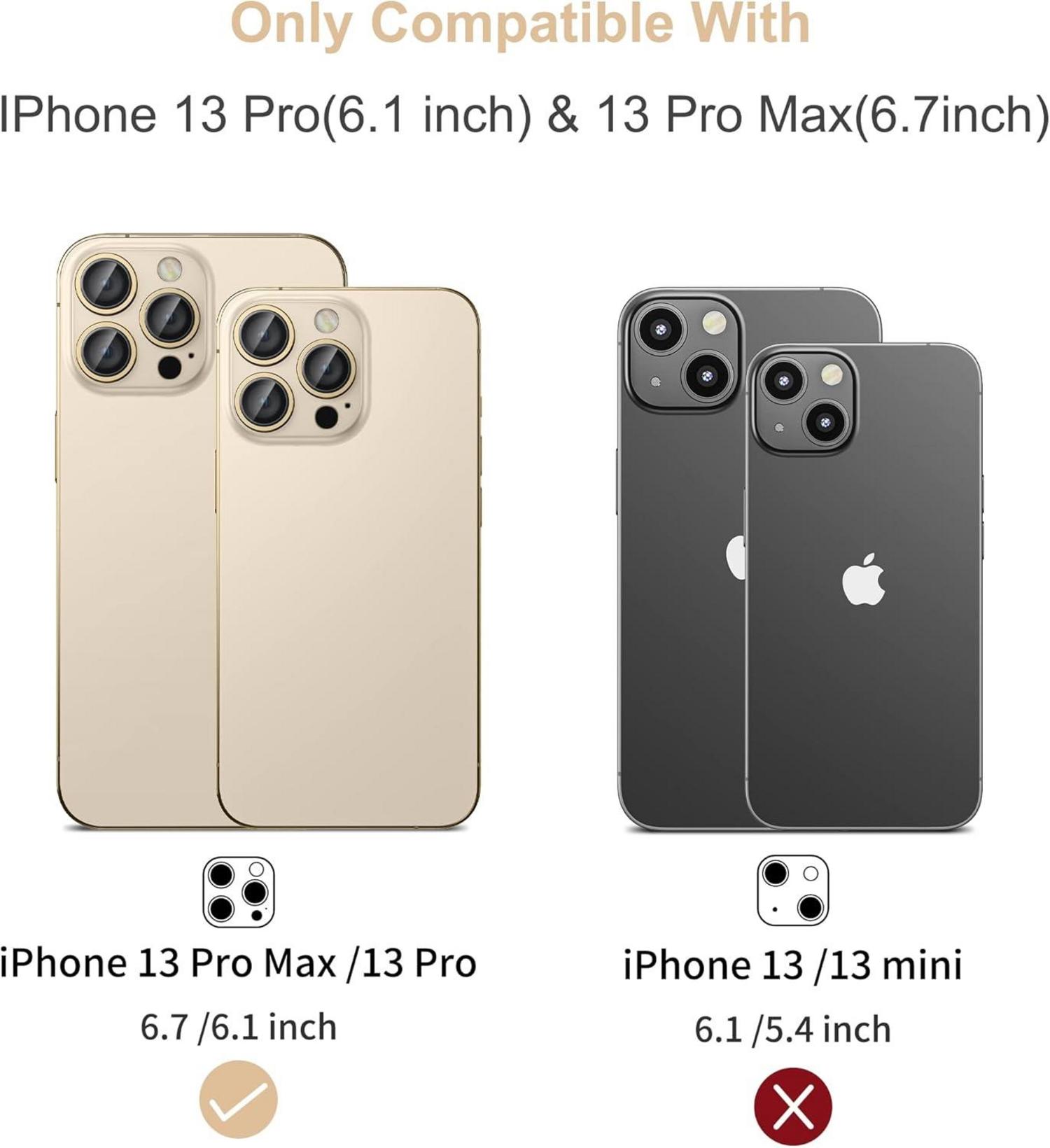 Kamera Schutzglas für iPhone 13 Pro Max 9H Kratzfest 3 Stück Gold