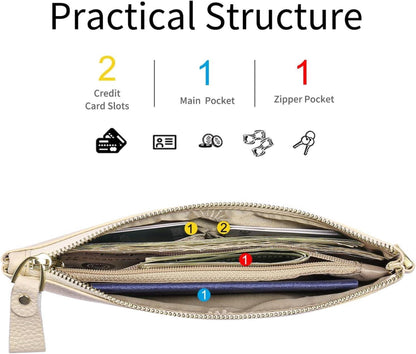 SENDEFN Damen RFID Handtasche Clutch Geldbörse Beige