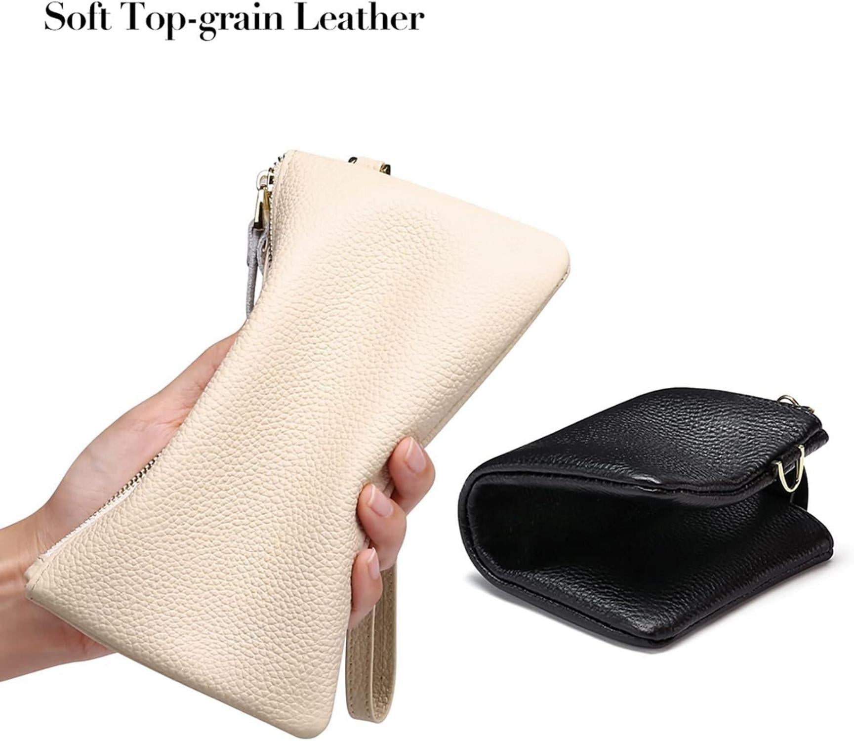 SENDEFN Damen Handtasche RFID Schutz Clutch Klein Leder Beige