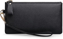 Damen Handtasche RFID Schutz Clutch Leder Schwarz