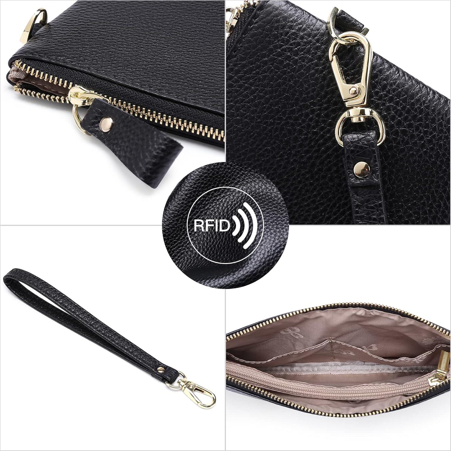 SENDEFN Damen RFID Schutz Clutch Geldbörse Leder Handtasche