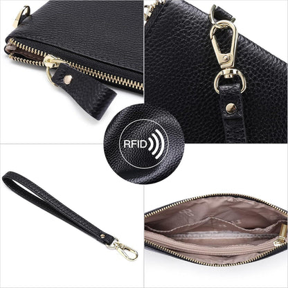 SENDEFN Damen RFID Schutz Clutch Geldbörse Leder Handtasche