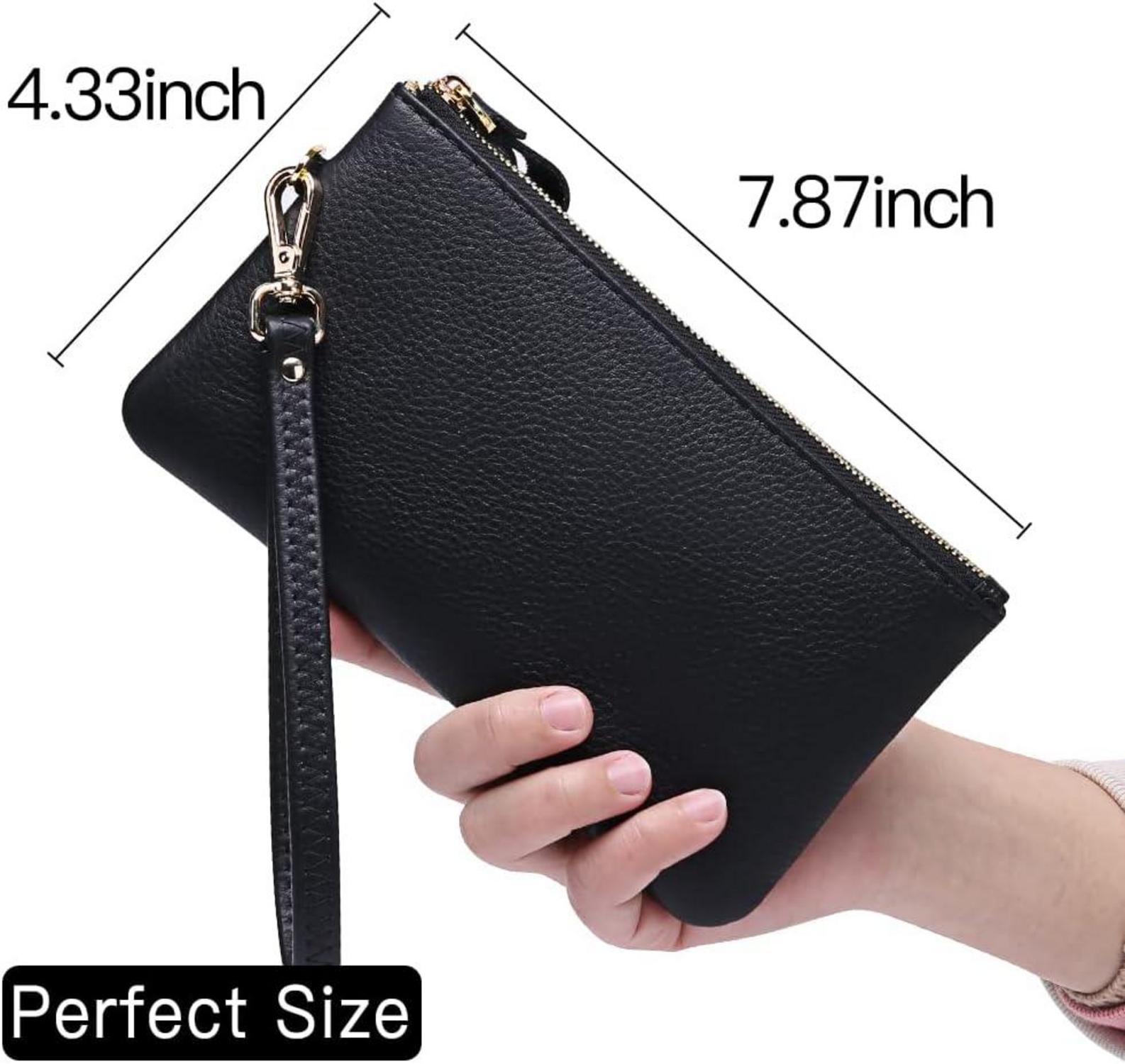 SENDEFN Damen Handgelenktasche RFID Schutz Clutch Geldbörse Schwarz