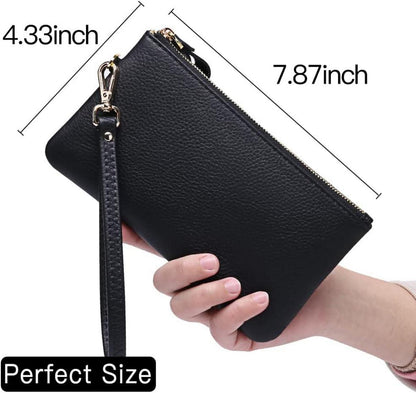 SENDEFN Damen Handgelenktasche RFID Schutz Clutch Geldbörse Schwarz