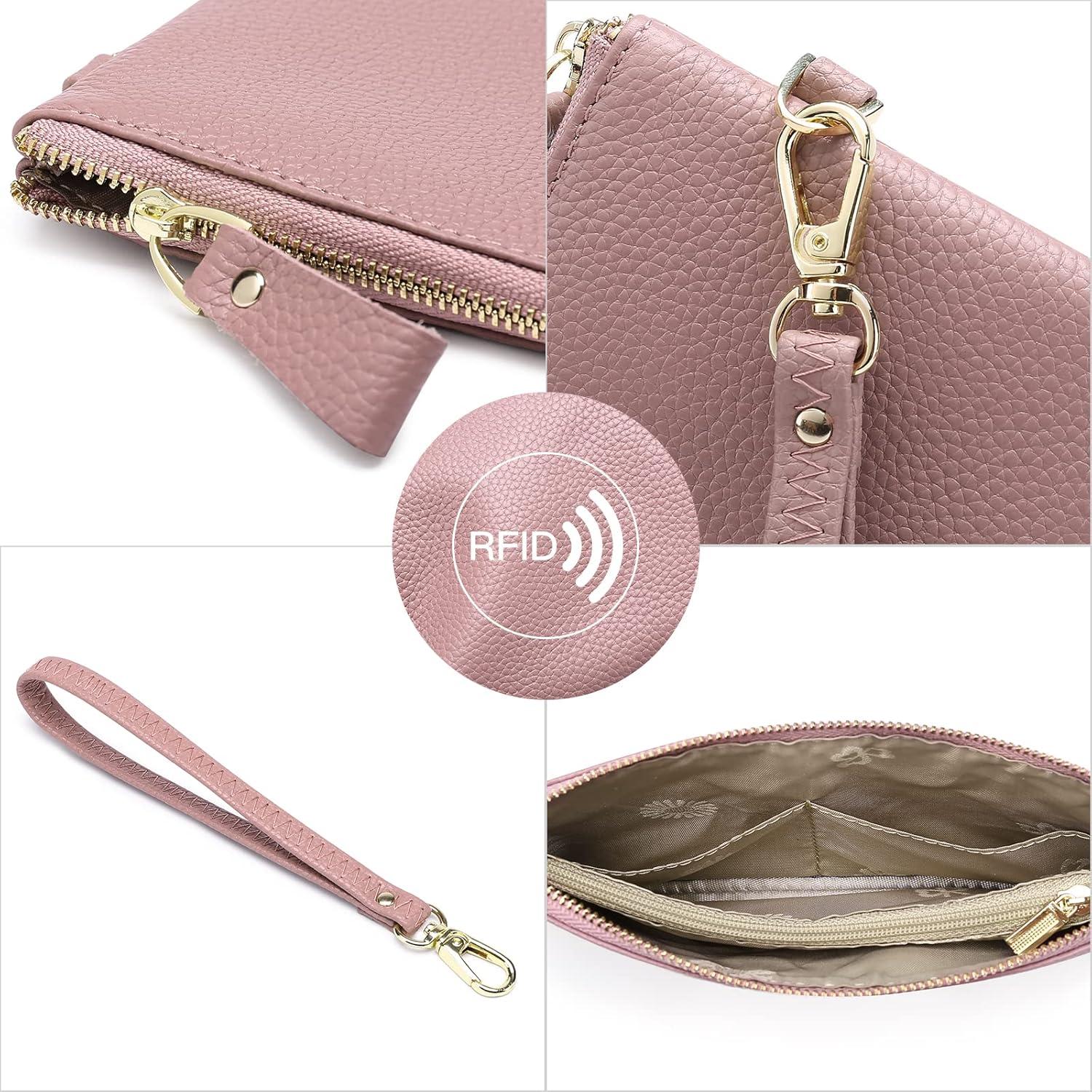 SENDEFN Damen Handtasche RFID Schutz Clutch Leder Geldbörse