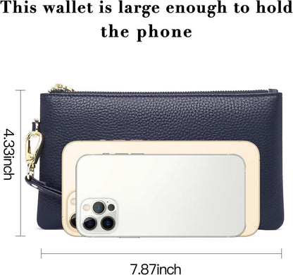 SENDEFN Damen RFID Clutch Handtasche Echtes Leder Tiefes Blau