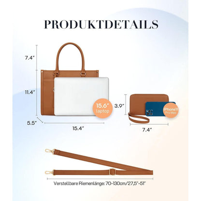 Laptop Handtasche Missnine Damen Laptoptasche 15,6 Zoll